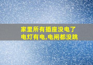 家里所有插座没电了 电灯有电,电闸都没跳